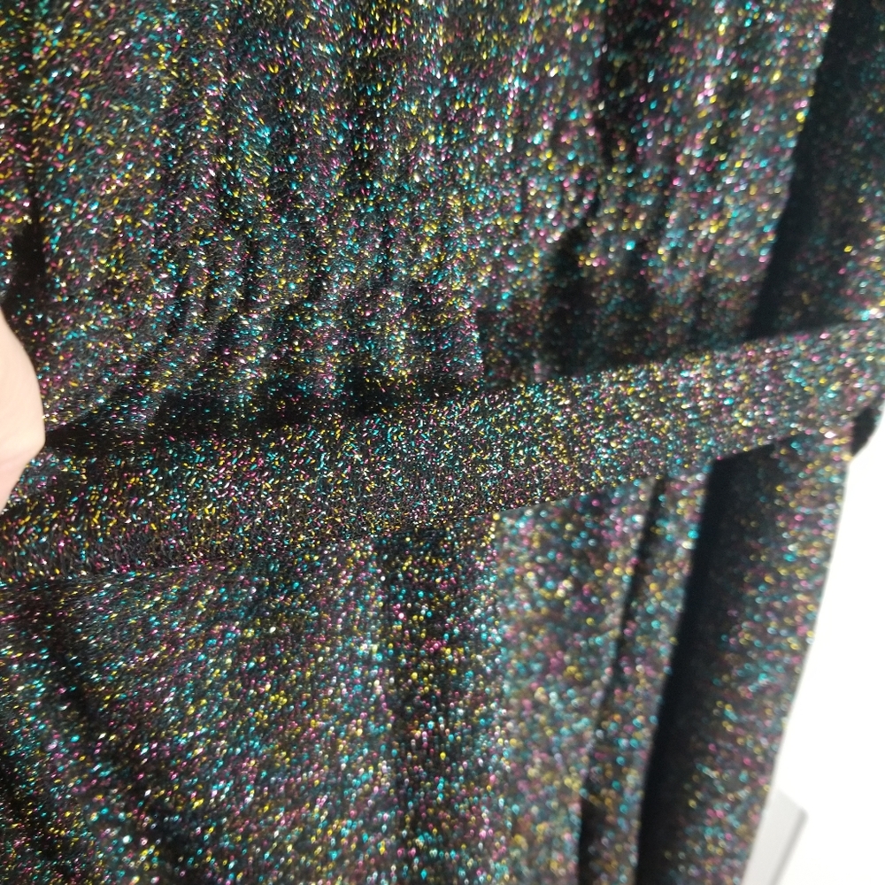 Nine West Sleeveless Wide-Leg Black W/ Sparkle Women's XL Jumpsuit Tie Waist - Picture 5 of 7